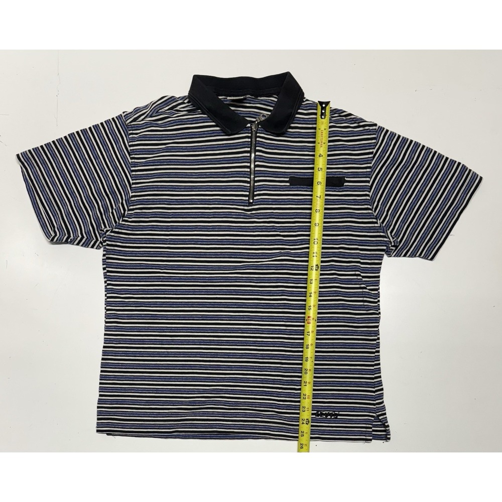 Vtg Levi's Striped Short sleeve Zip Polo Shirt Men's XL